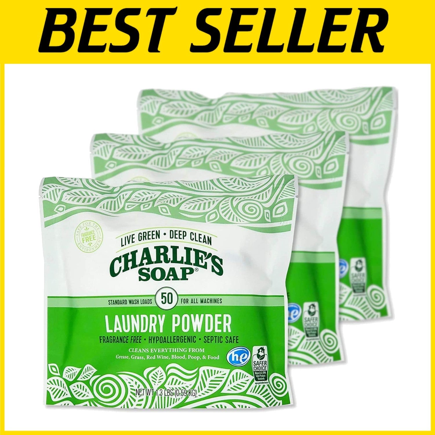 150 Loads of Organic Unscented Laundry Powder - Gentle for the Whole Family