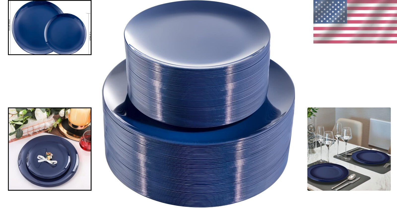 Durable 100PCS BPA-Free Blue Dinner & Dessert Plates - Perfect for Gatherings