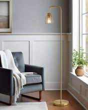 Load image into Gallery viewer, Stylish 63.75" Gold Industrial Floor Lamp with Eco-Friendly 4W LED &amp; Footswitch