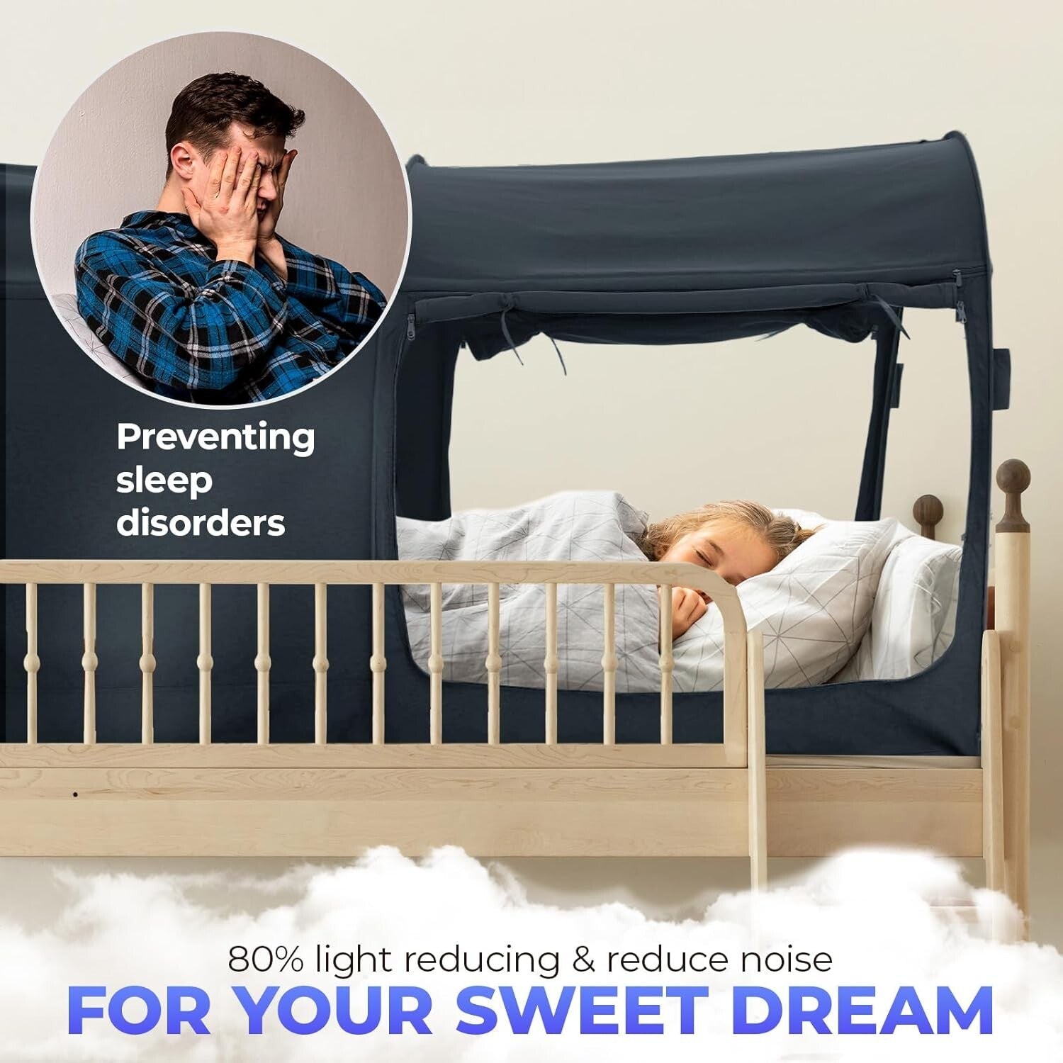 Breathable Privacy Sleeping Tent for Twin Bunk Beds - Easy Setup & Washable