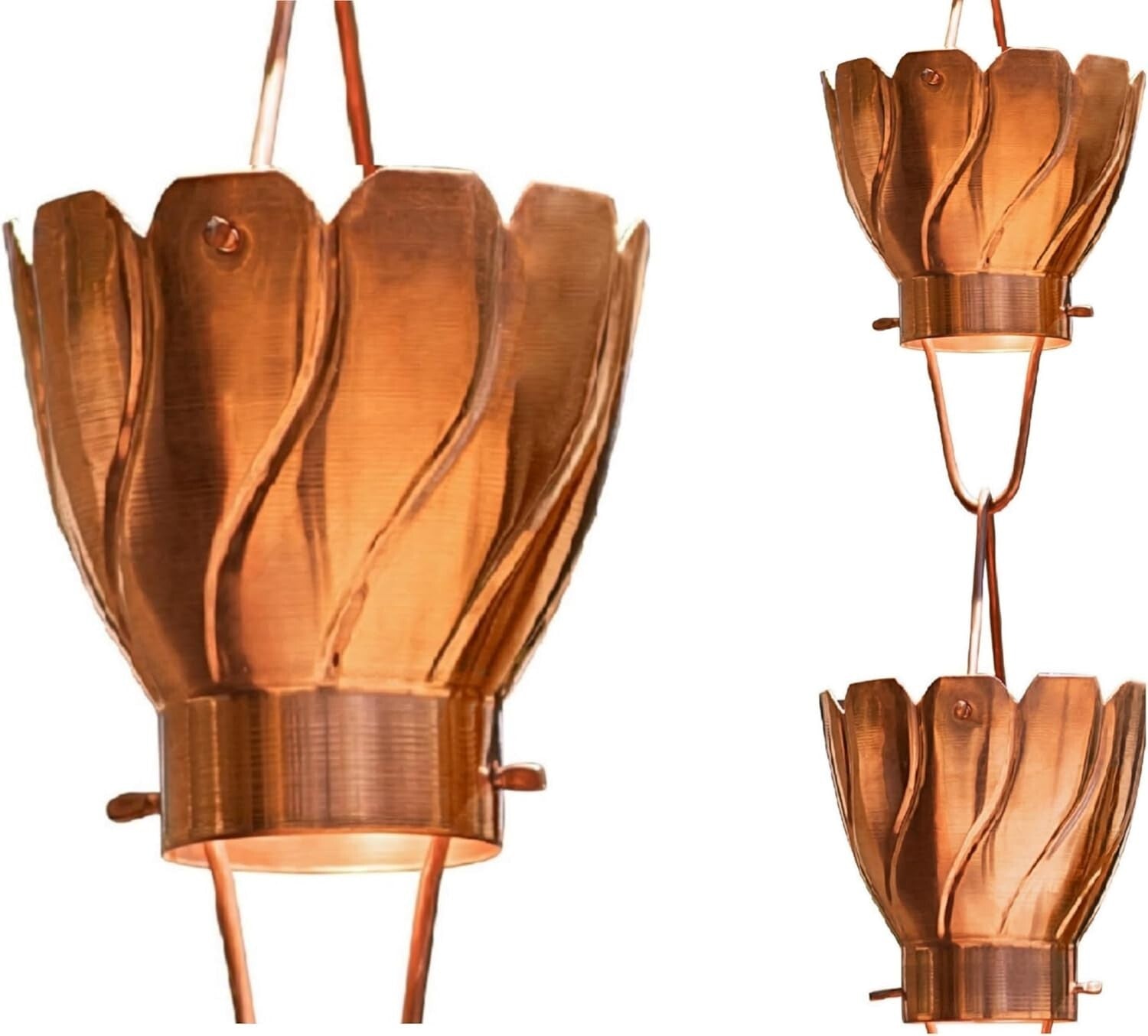 Elegant Pure Copper Rain Chain Extension - 3 Ft Gutter Downspout Replacement