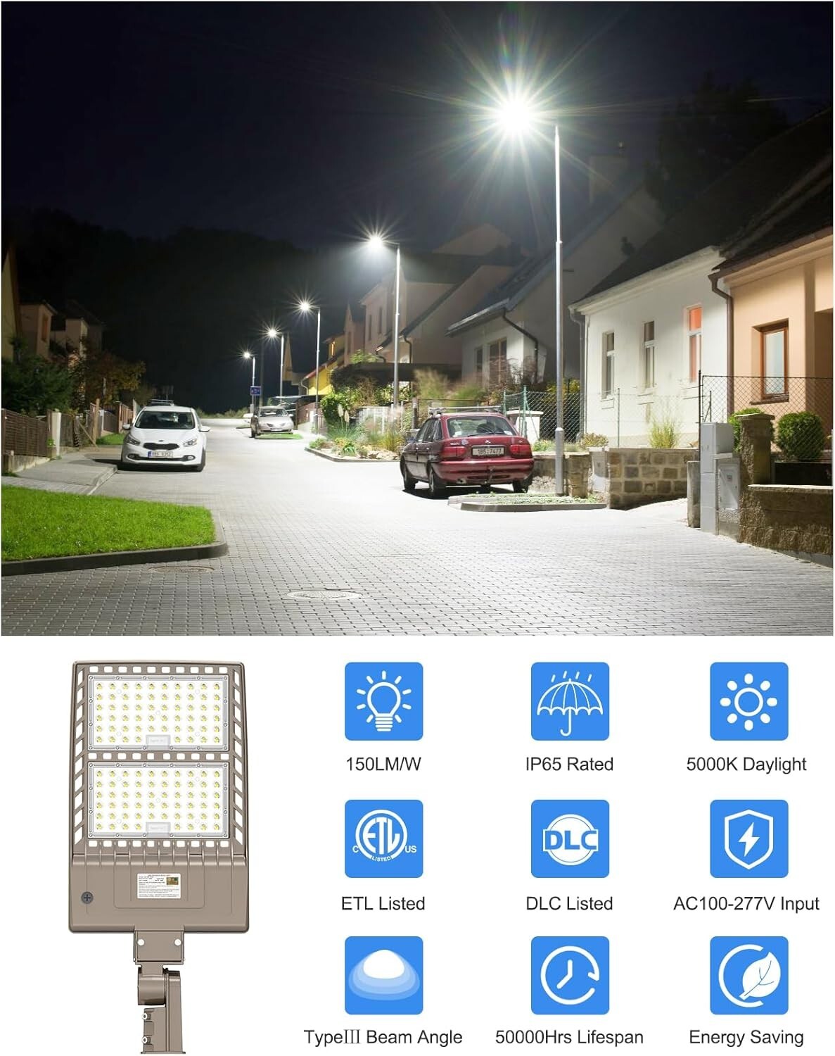 Adjustable 400W LED Parking Lot Light - 50,000+ Hour Lifespan, Easy Installation