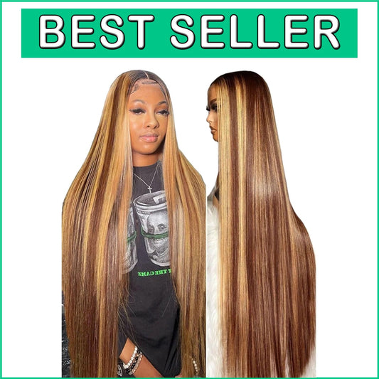 Versatile Ombre Lace Wig - 32 Inch Straight Human Hair, Glueless Cap Design