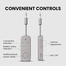 Load image into Gallery viewer, Lightweight 20-Hour Battery Bluetooth Adapter for AirPods &amp; Headphones on Planes