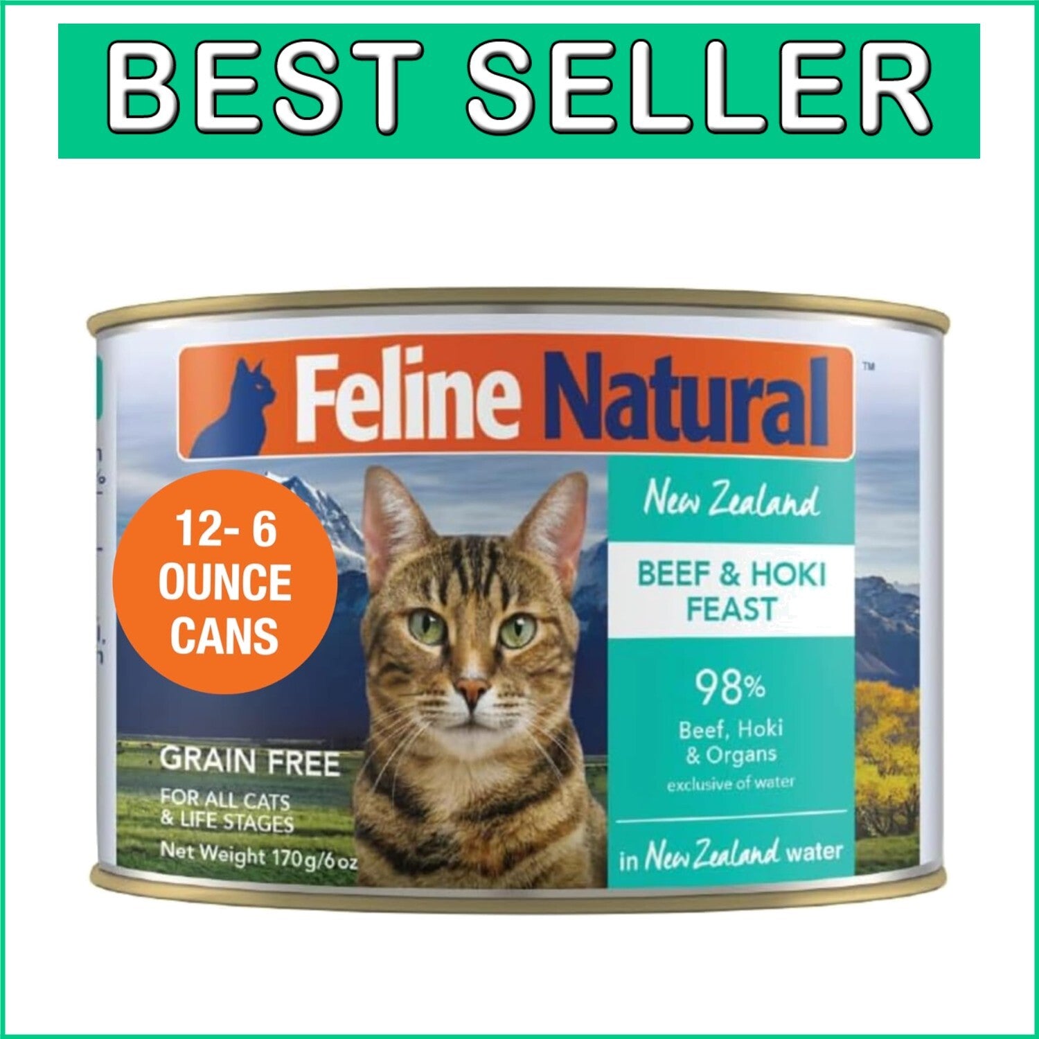 Delicious Beef & Hoki Pate for Cats - 12 Pack of 6 oz, Made in New Zealand