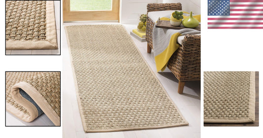 Elegant 2'6" x 18' Natural Fiber Basketweave Runner Rug - Durable Seagrass