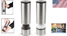 Load image into Gallery viewer, Stainless Steel Electric Pepper and Salt Mills with Adjustable Grind &amp; LED Light