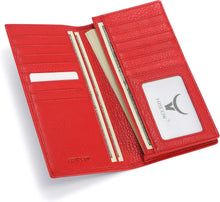 Load image into Gallery viewer, Luxury Bifold Wallet in Pebbled Red Italian Calfskin with 15 Card Slots