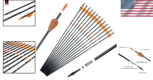 High-Performance Archery Carbon Arrows - 100% Materials, Includes Bonus Nocks