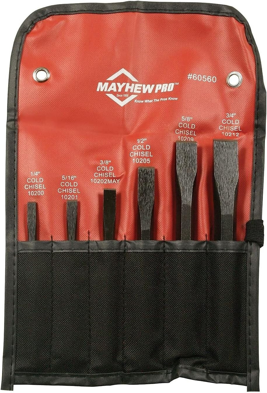 Alloy Steel Cold Chisel Set - 6-Piece with Classic Black Oxide Finish