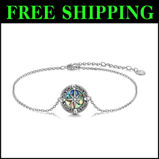 Sterling Silver Lighthouse & Compass Pendant Bracelet – Elegant Gift for Women