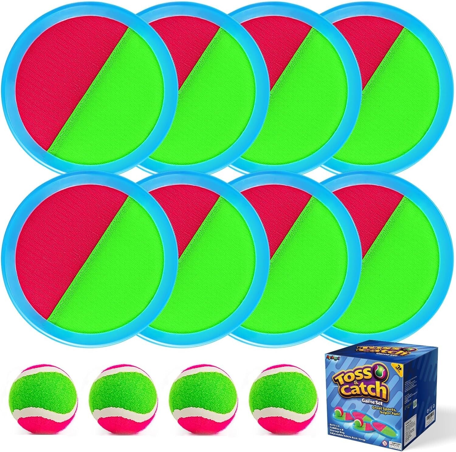 Outdoor Toss and Catch Paddles Set with Sticky Balls - Hours of Fun for Kids!