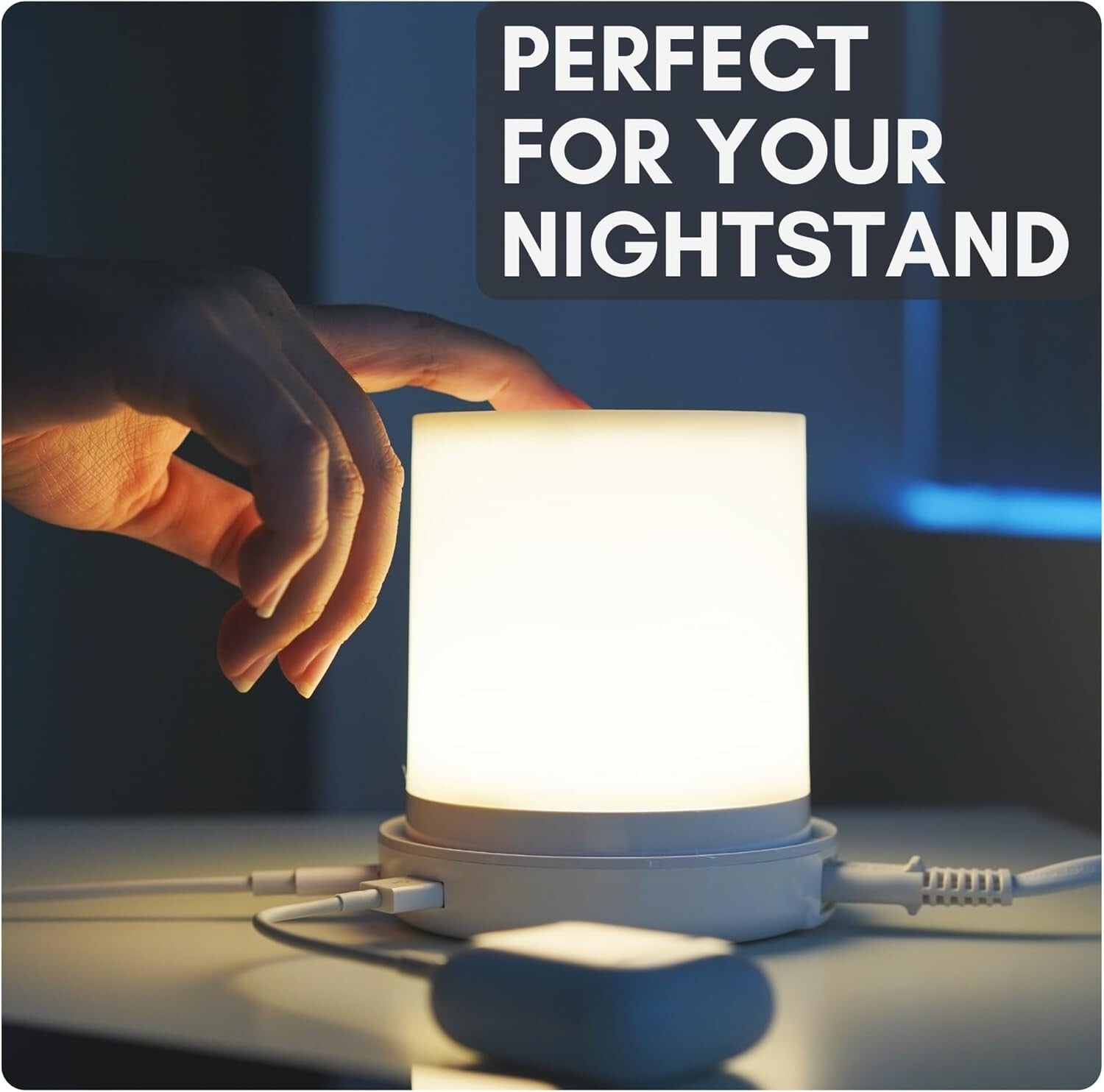 Dimmable USB Bedside Table Lamp with 4 Ports - Stylish and Functional Lighting