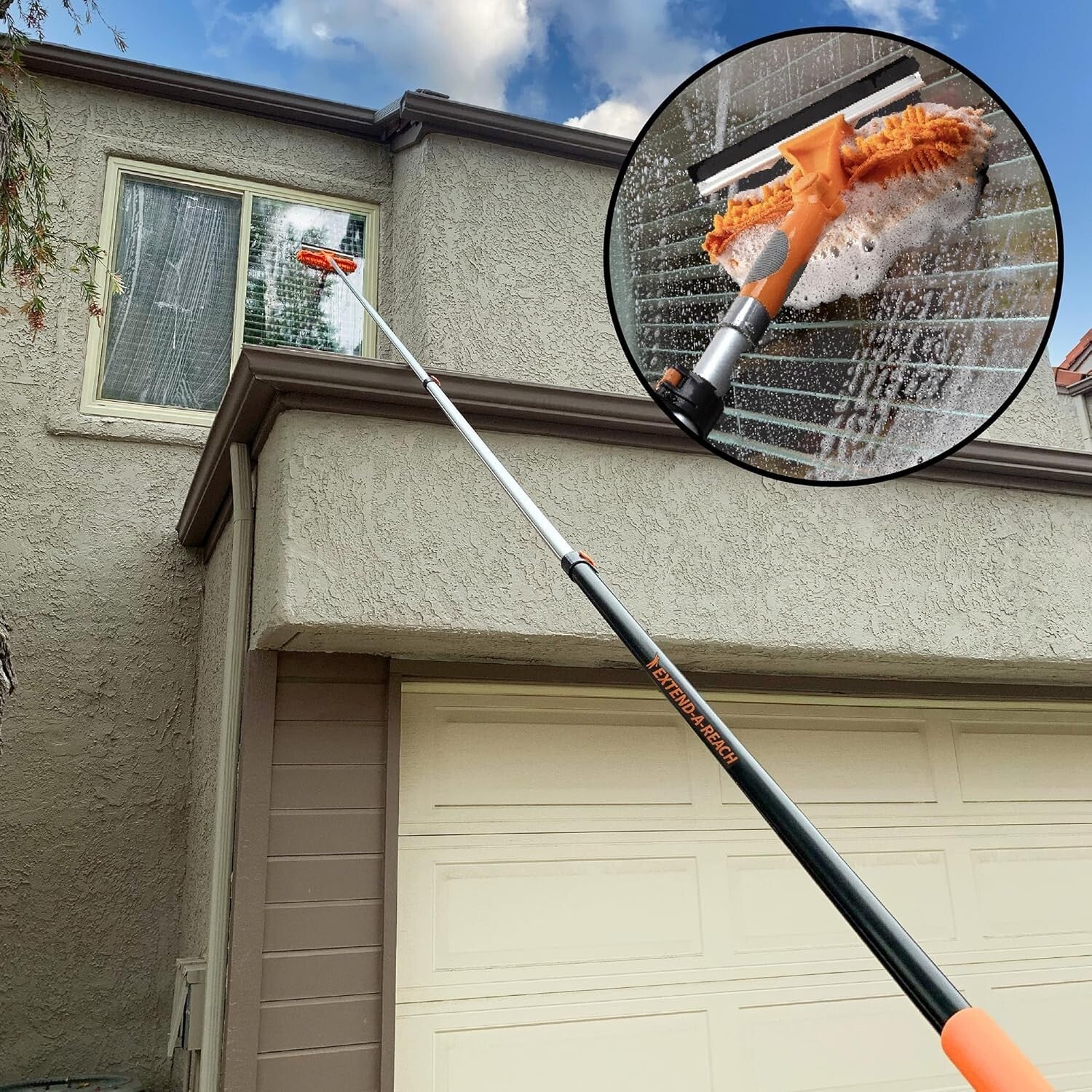 20-Foot Reach Window Cleaning Tool with Adjustable Extension Pole - Eco-Friendly