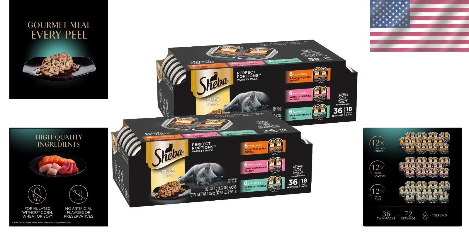 Sustainable Cat Food: Perfect Portions Cuts in Gravy Variety Pack for Adults