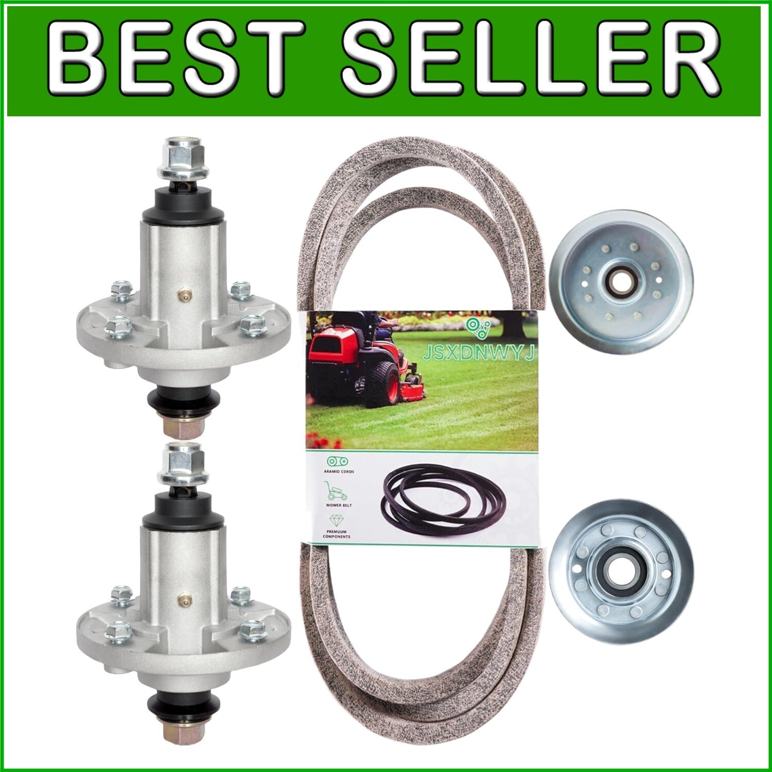 Essential John Deere 48" Deck Rebuild Kit - Spindle 3-Pack & Replacement Pulleys