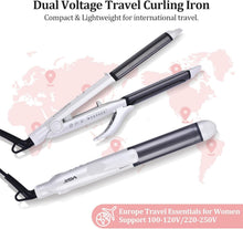 Load image into Gallery viewer, Compact Dual Voltage Travel Styler – Curling Iron with EU Plug &amp; Argan Infusion