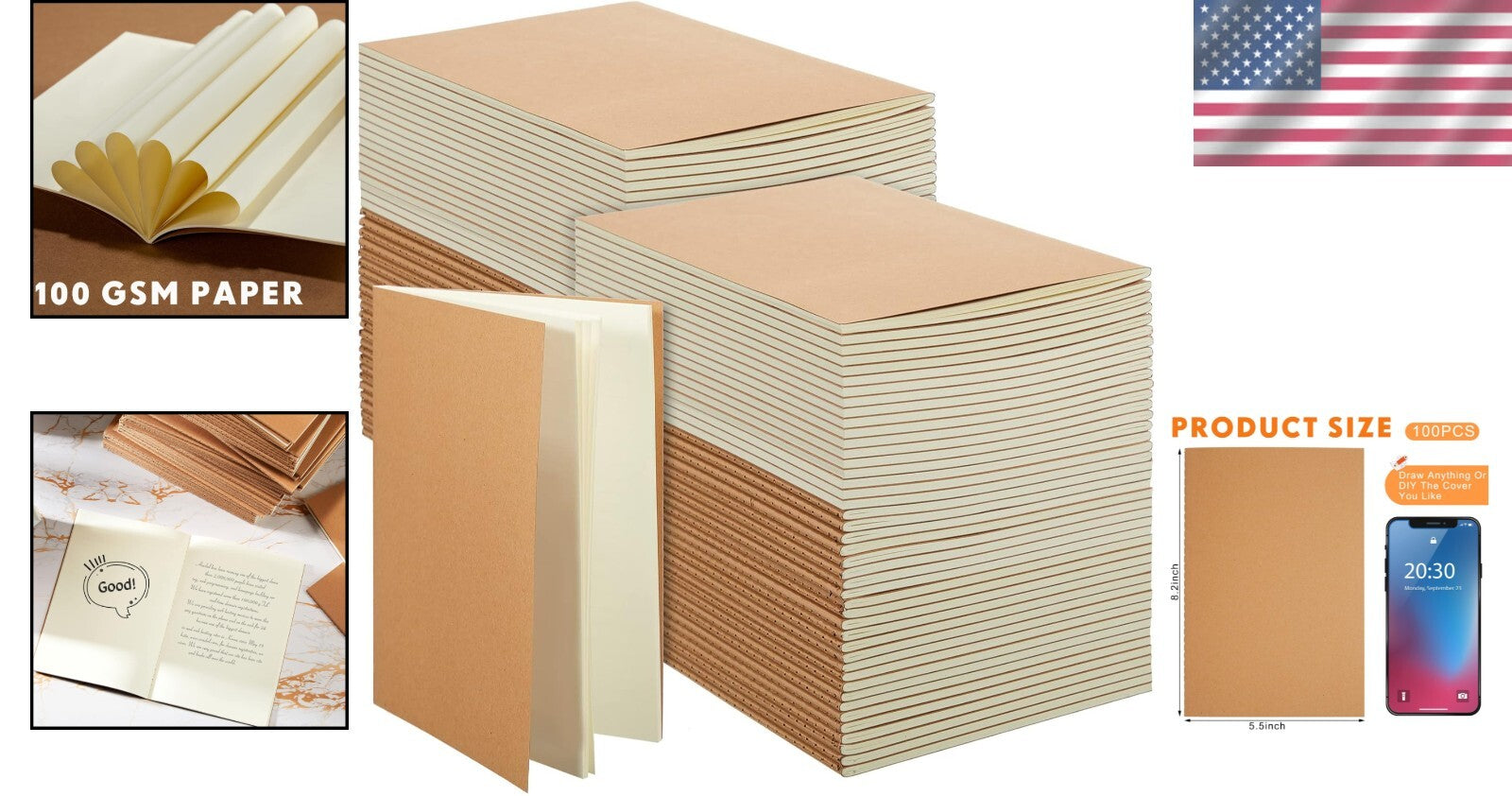 Quality A5 Softcover Notebooks - 100 Pcs for Writing, Sketching & Notes