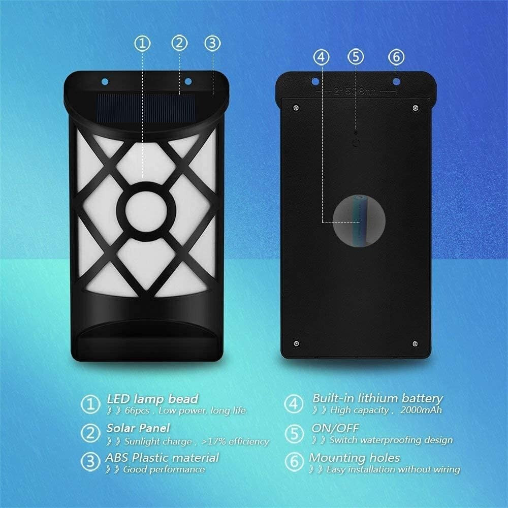 Dancing Flame Solar Lights for Outdoor Ambiance - Easy Wall Mount Installation