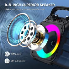 Load image into Gallery viewer, Family-Friendly Karaoke Machine with Bluetooth, Lights &amp; 2 Wireless Microphones