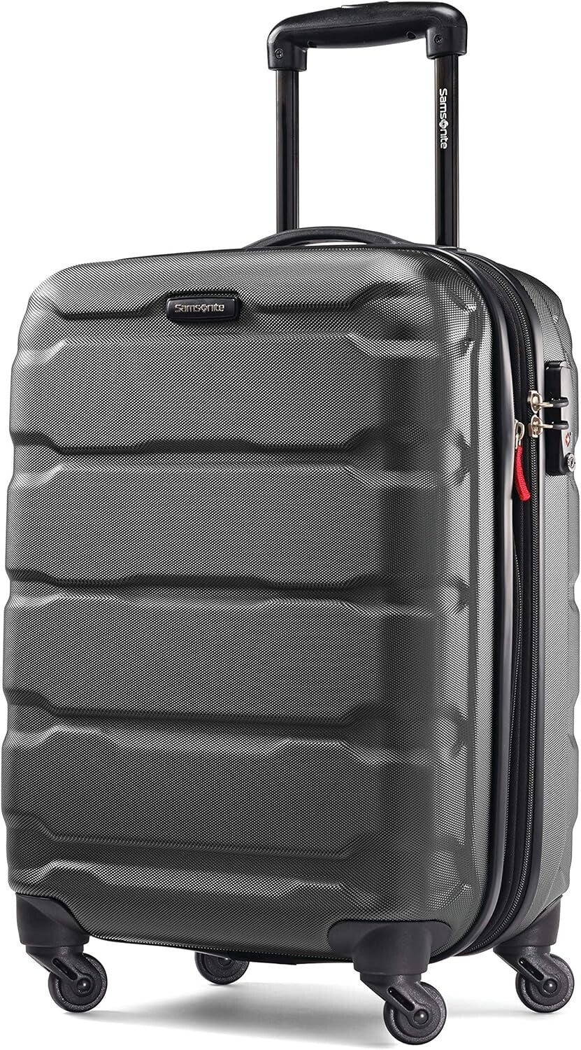 Durable 20-Inch Black Omni PC Spinner Luggage - Expandable & Lightweight Design