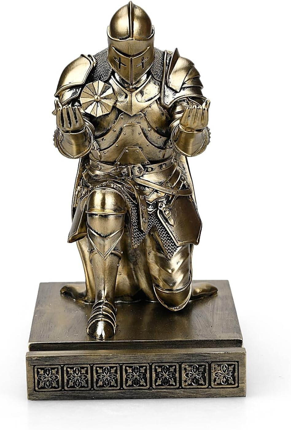 Elegant King's Guard Knight Pen Holder & Mobile Stand - Bronze Desk Ornament
