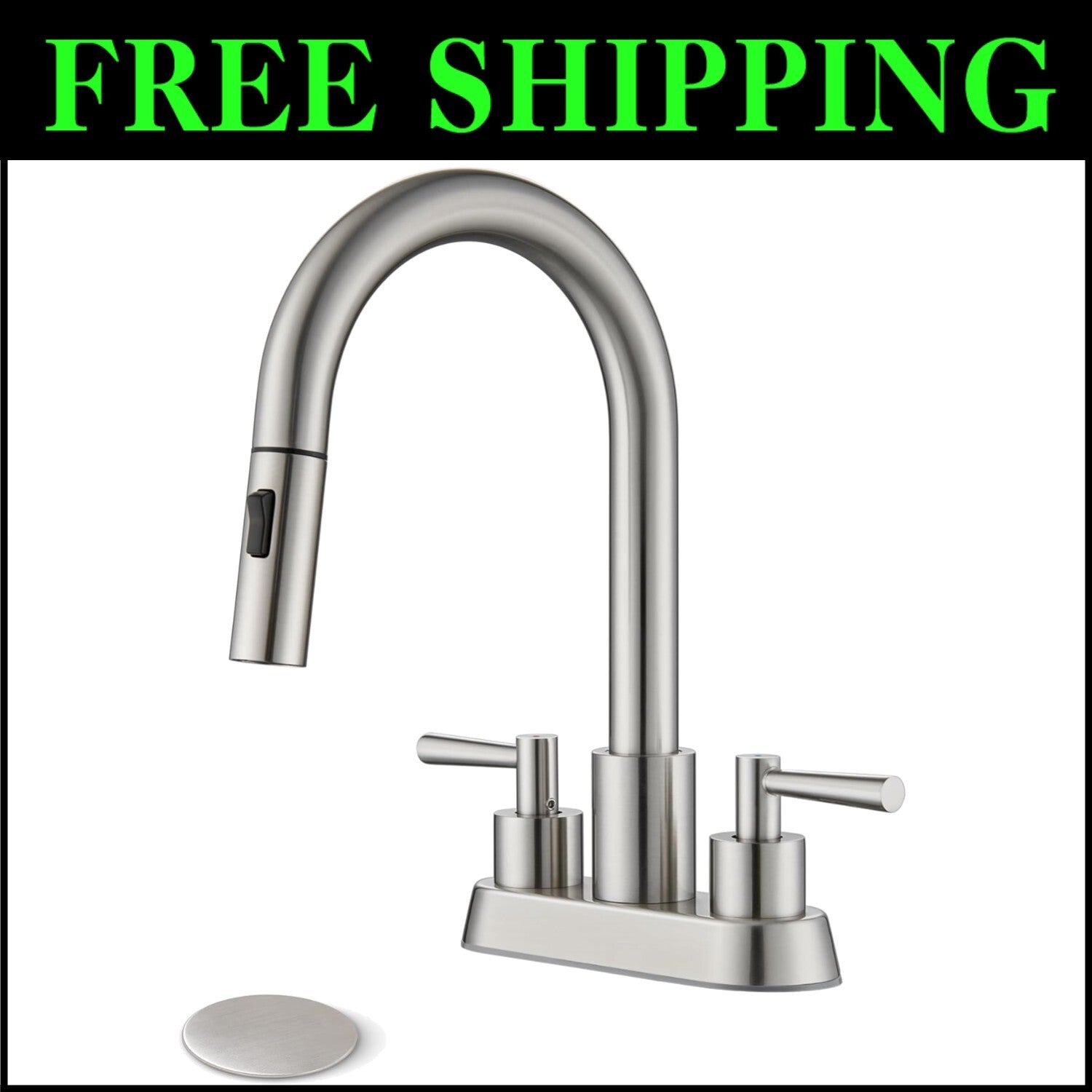 Elegant 4-Inch Centerset Bathroom Faucet with Dual Handles & Easy Drain Assembly