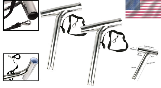 2PCS Heavy-Duty Stainless Steel Fishing Rod Holder for Marine Boat - 20° Angle