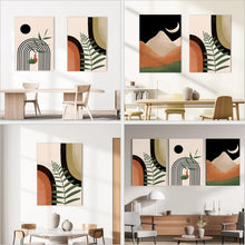 Load image into Gallery viewer, Set of 3 Large Framed Boho Canvas Prints - 16" x 24" Mid Century Modern Art