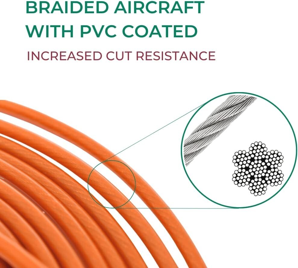 Heavy-Duty 100FT Dog Tie-Out - Rust-Resistant Cable for Large Dogs Up to 250lbs