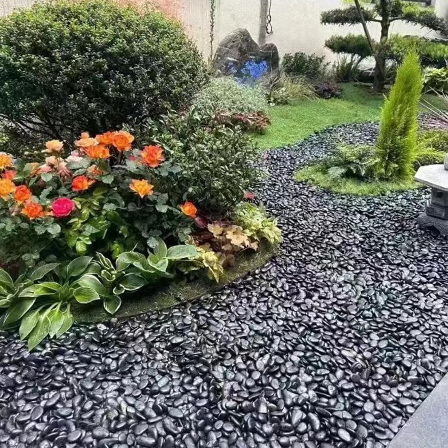 Premium Black River Pebbles - 40lbs for Aquariums, Gardens & Planters - 2-3 Inch