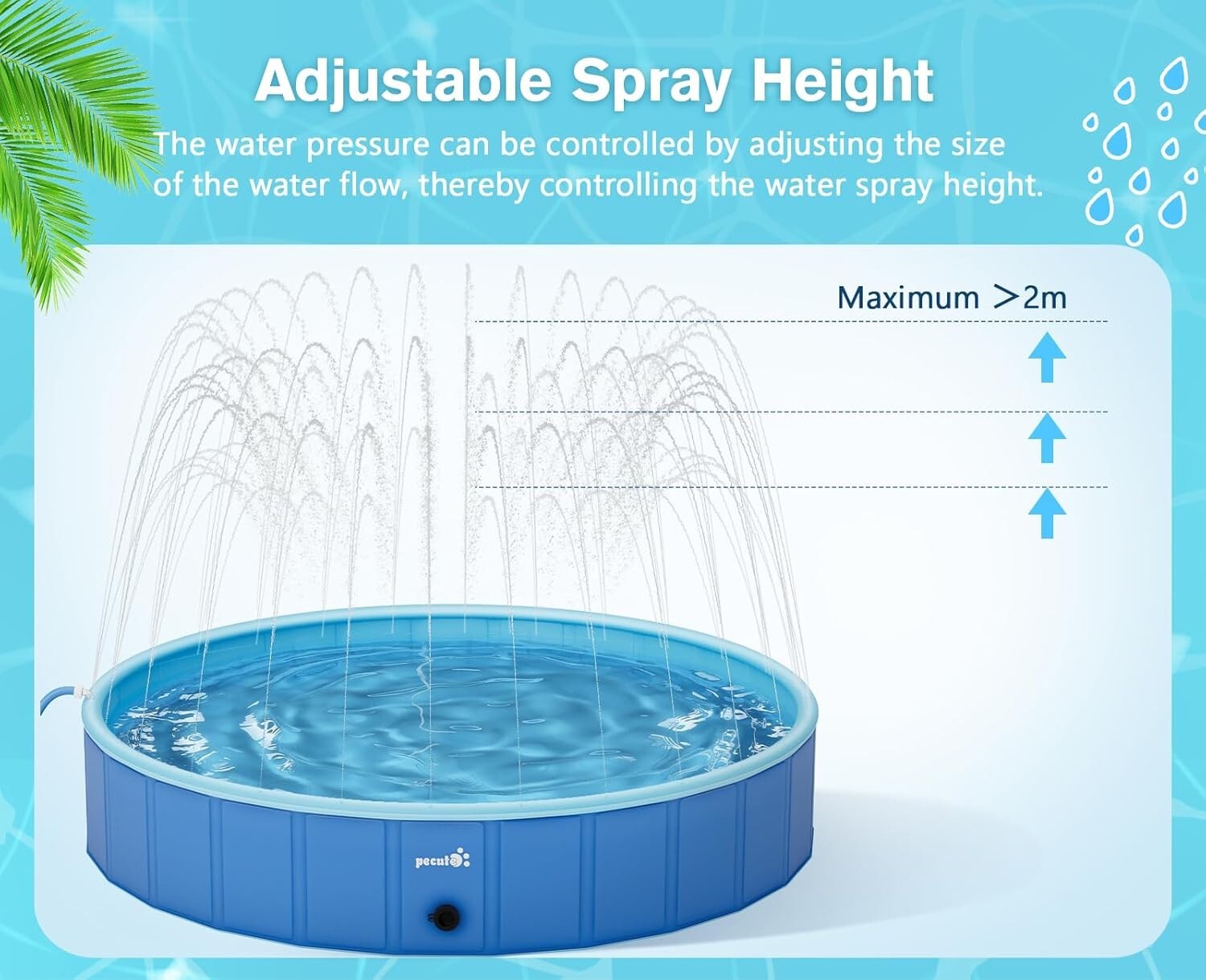 Extra-Large Foldable Dog Pool with Sprinkler - Portable Splash Wading Fun!