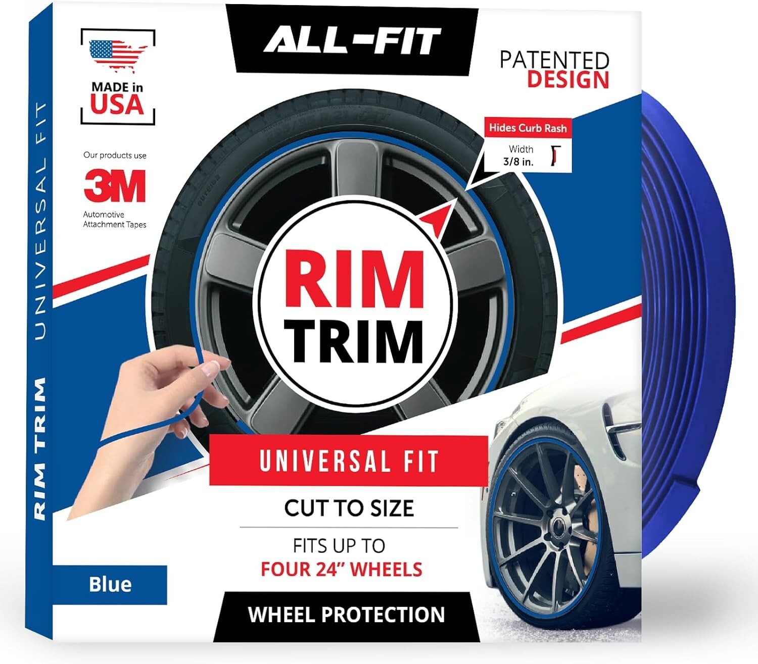 DIY Rim Protector - Blue Exterior Trim for Curb Rash Prevention - Universal Fit