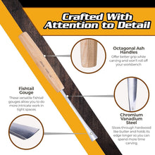 Load image into Gallery viewer, Set of 4 High-Quality Fishtail Chisels &amp; Gouges - Ideal for Woodworking Artistry