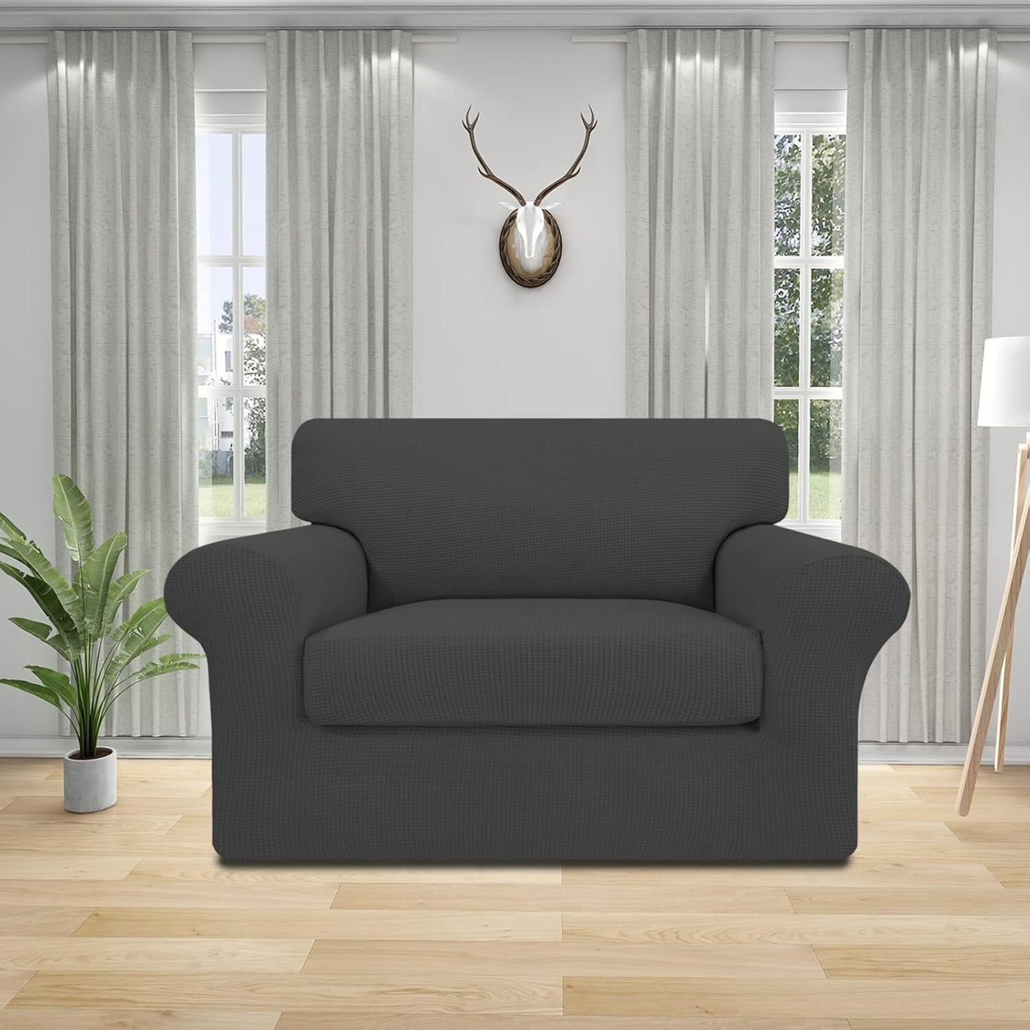 Machine Washable 2-Piece Cover Set for Oversized Chairs - Stain-Resistant Fabric