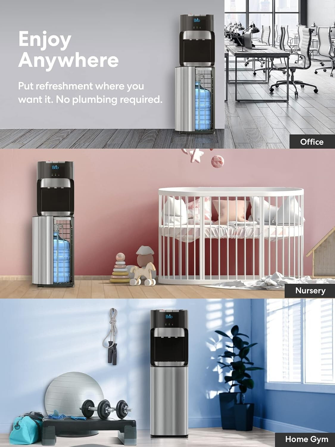 Bottom Loading Stainless Steel Water Cooler - 3 Temperatures, Child Safety Lock