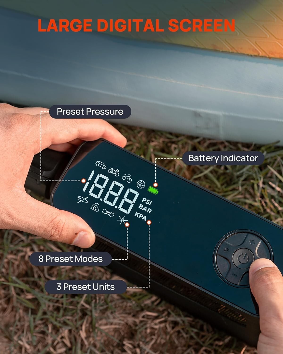 Portable 150 PSI Air Compressor with 8 Modes - Perfect for All Inflatable Needs