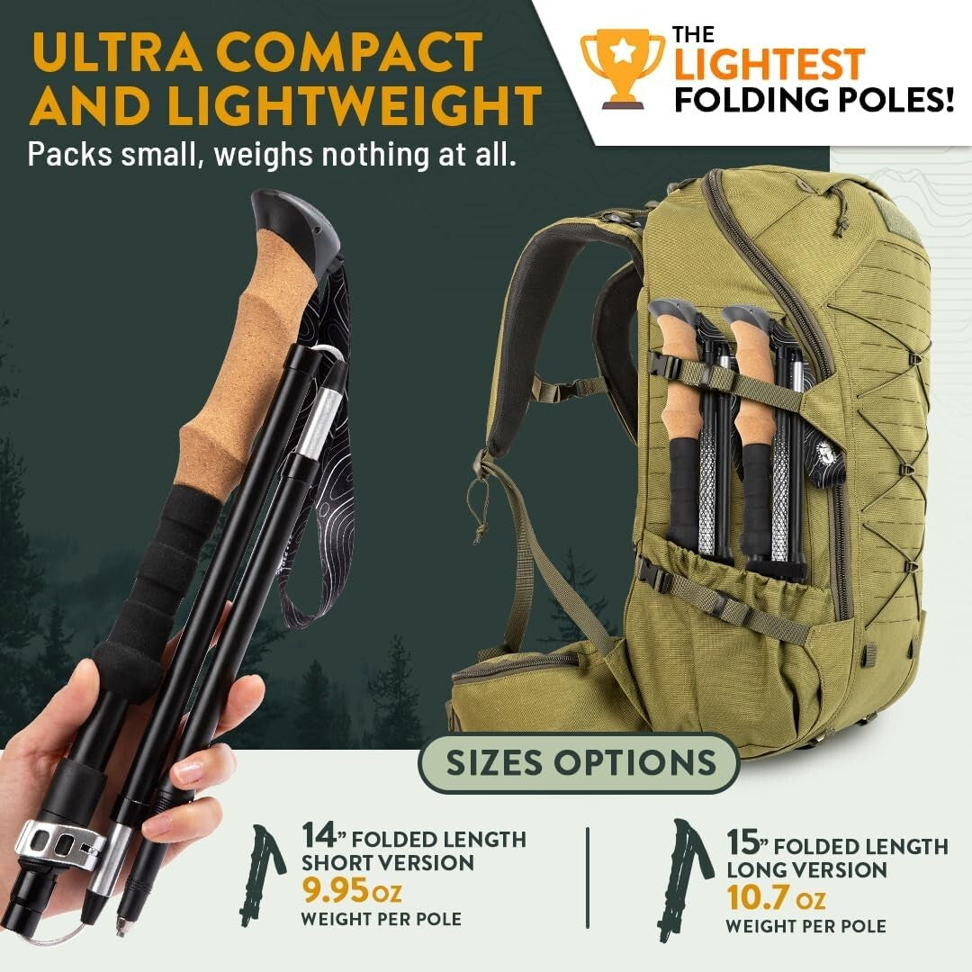 Adjustable & Durable Folding Trekking Poles with Cork Grips - For All Adventures