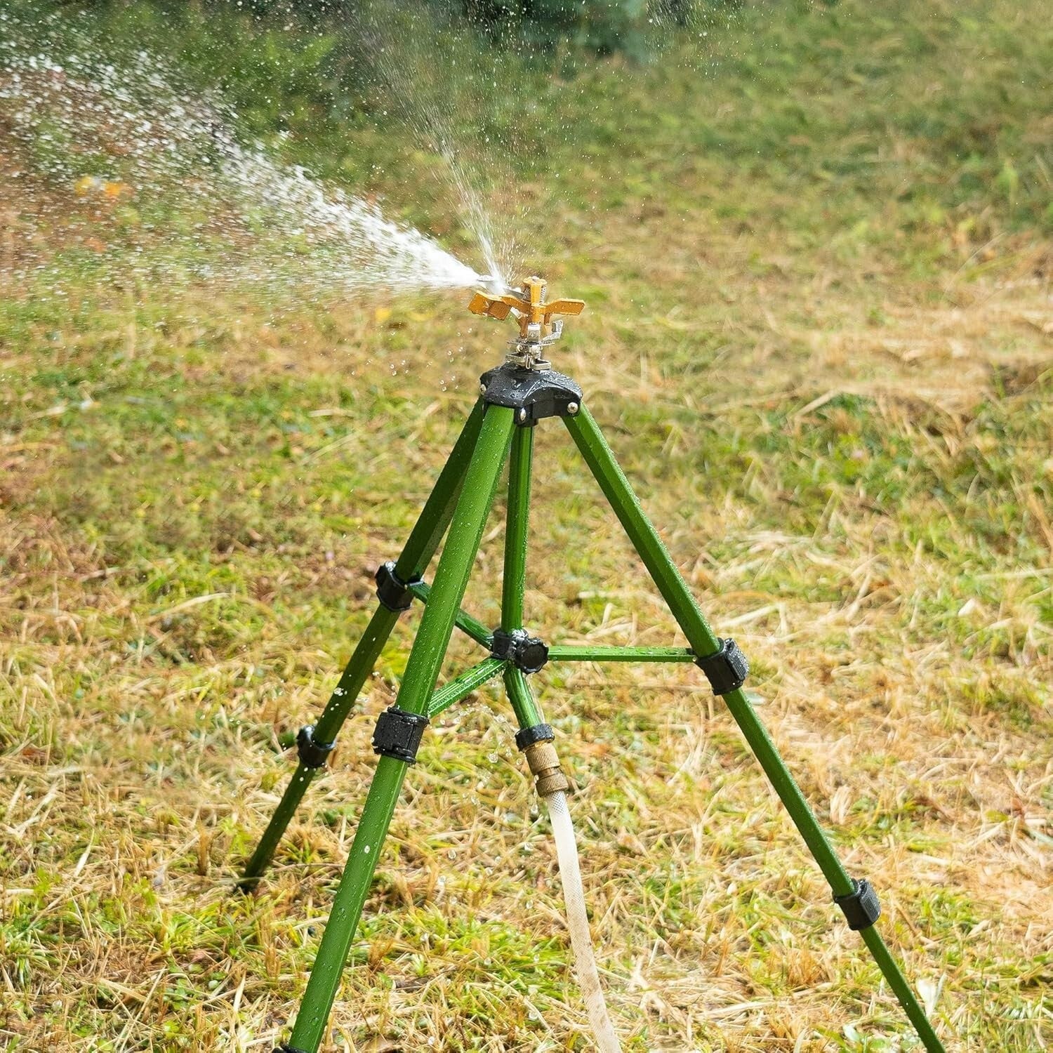 Adjustable Tripod Impact Sprinklers with Brass Head - 2-Pack Lawn & Garden Boost