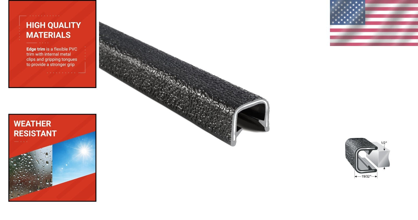Flexible PVC Edge Trim - 25ft Black Protector for Sharp Edges, Easy Install