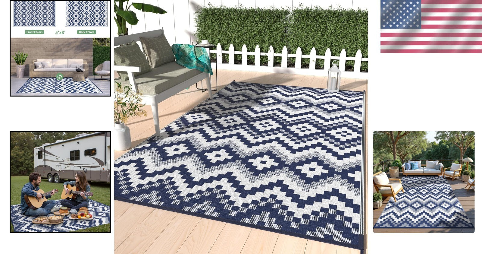 Elegant 5'x8' Waterproof Outdoor Area Rug - Perfect for Patios and Balconies