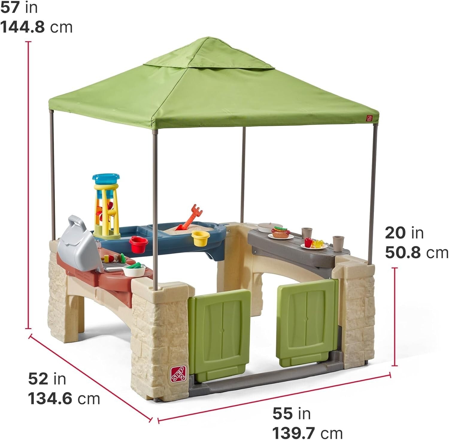 All-Around Playtime Patio & Canopy - Toddler Kitchen Playset with Water Table