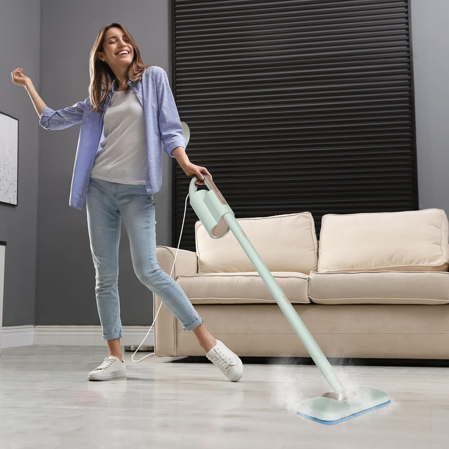 All-in-One 1200W Steam Mop & Handheld Cleaner with 7 Multi-Purpose Attachments