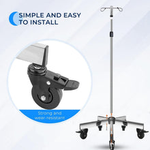 Load image into Gallery viewer, Stainless Steel IV Stand with 5 Legs - Height Adjustable, 2 Detachable Hooks