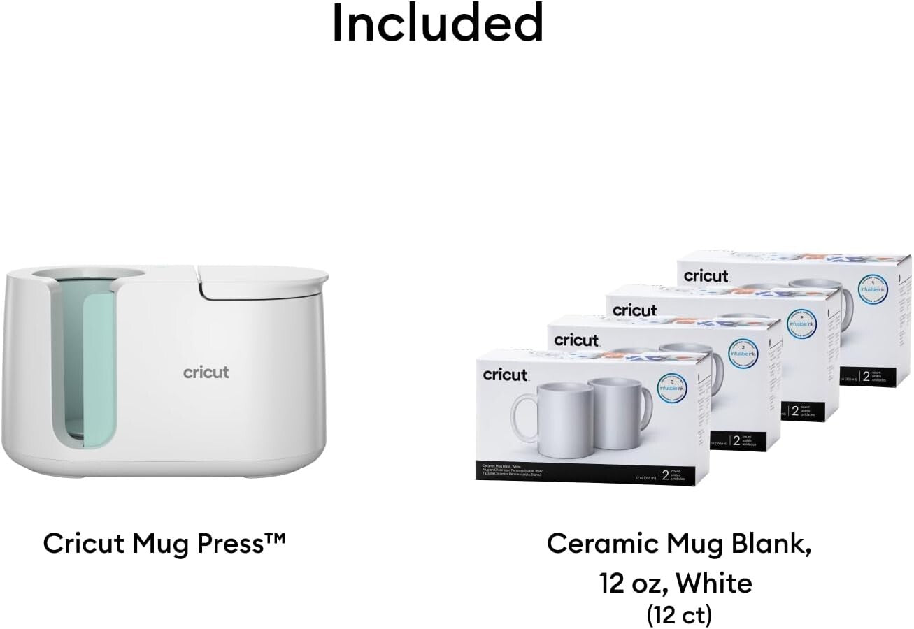 Innovative Mug Heat Press + 12 White Ceramic Mugs for Effortless Customization