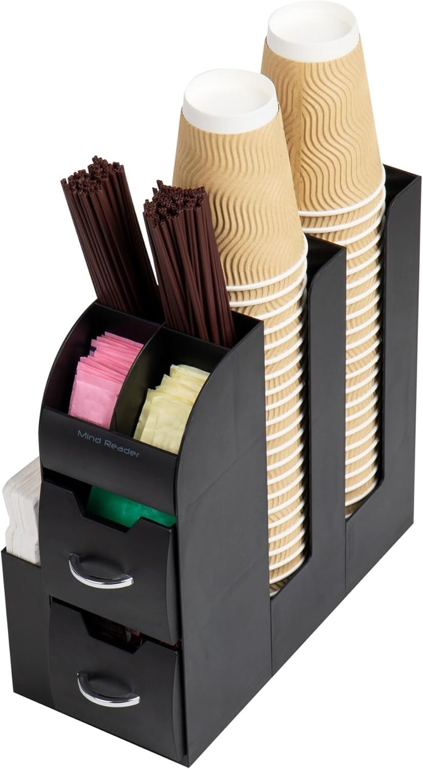 Set of 2 Non-Slip Cup and Condiment Organizers for Modern Countertop Storage