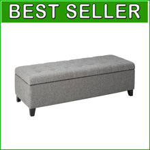 Load image into Gallery viewer, Pillow Soft Grey Fabric Ottoman with Hidden Storage - Perfect for Any Room