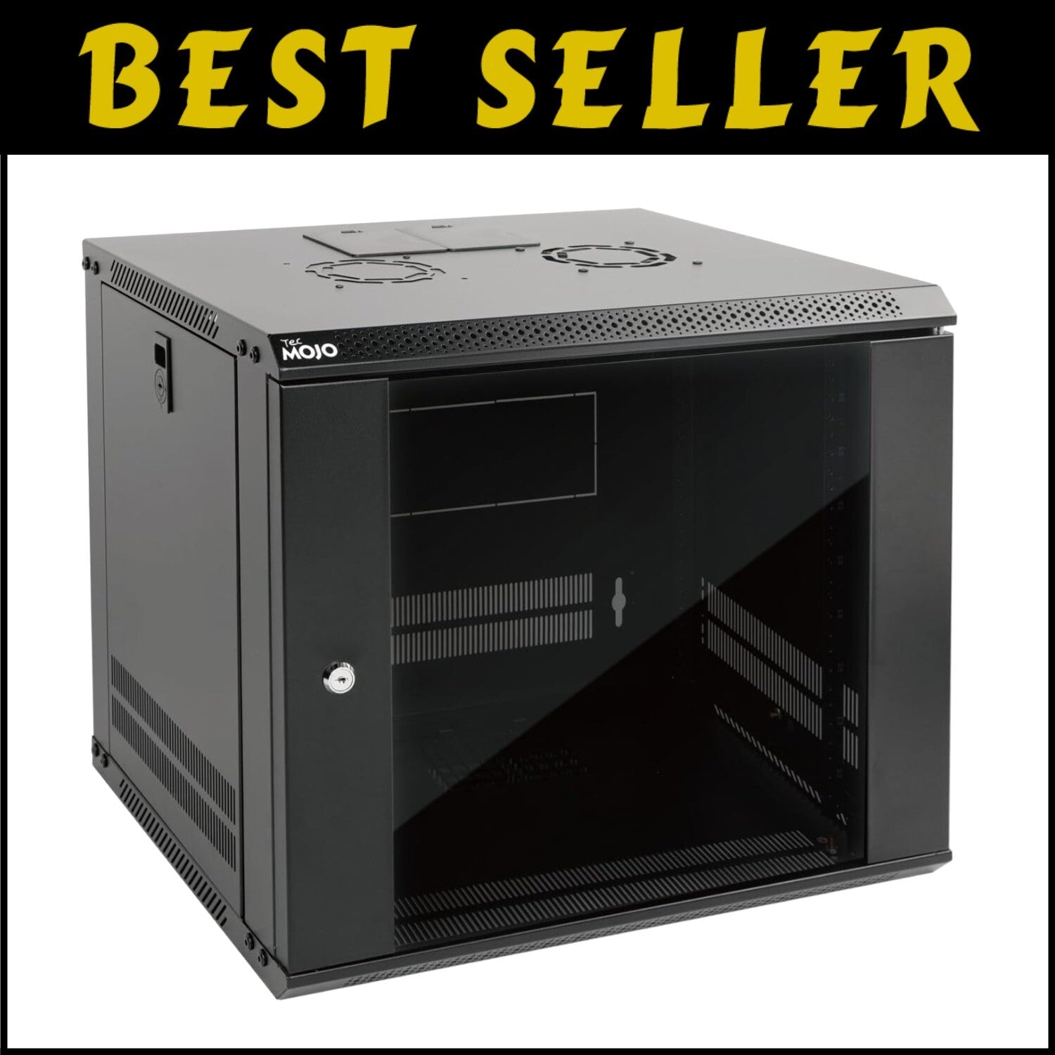 Stylish 9U Server Cabinet with Locking Glass Door - Ideal for A/V Equipment