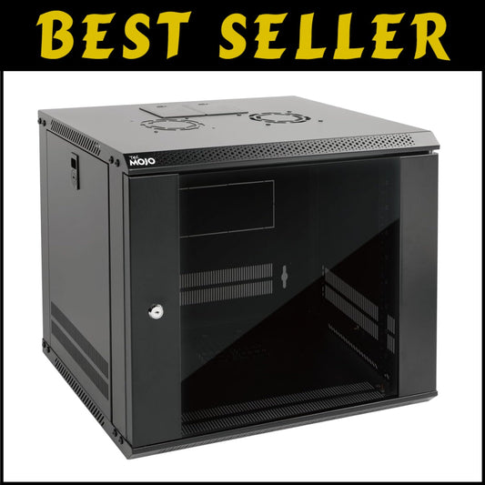 Stylish 9U Server Cabinet with Locking Glass Door - Ideal for A/V Equipment
