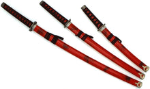 Load image into Gallery viewer, Stunning 3-Piece Samurai Sword Set: Katana, Wakizashi &amp; Tanto in Red Marble